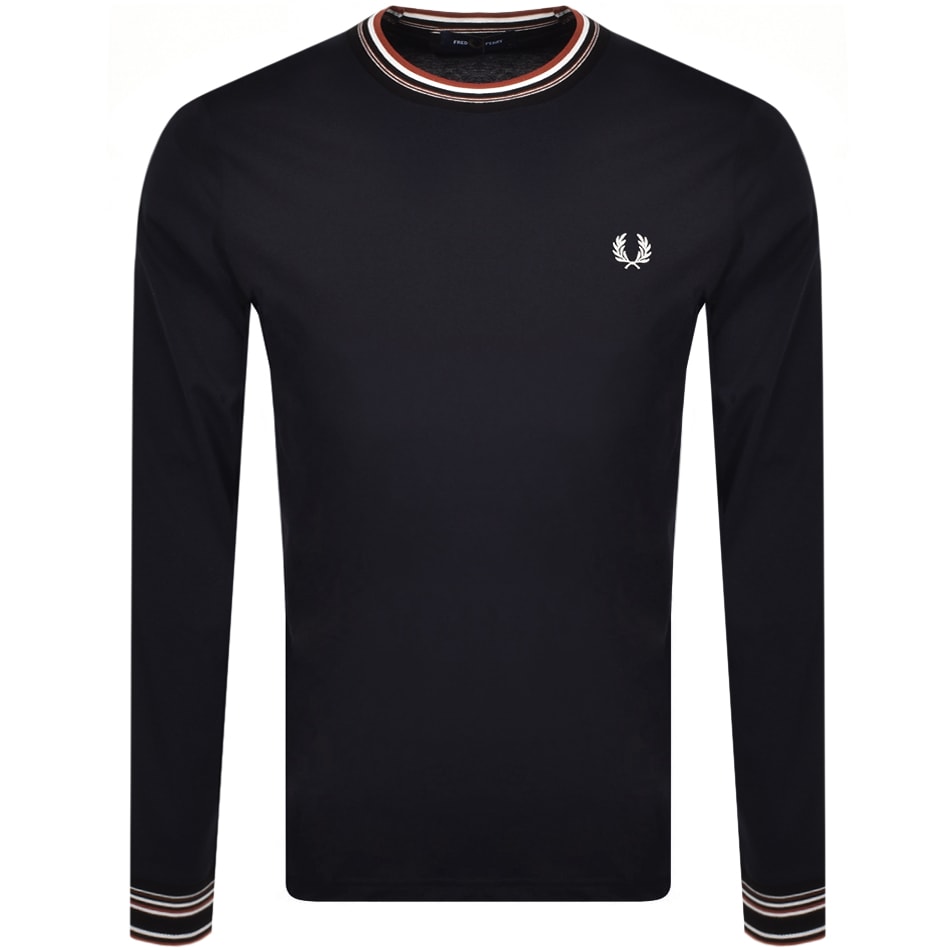 Alternative Image for ProductFred Perry Tipped Long Sleeve T Shirt Navy1